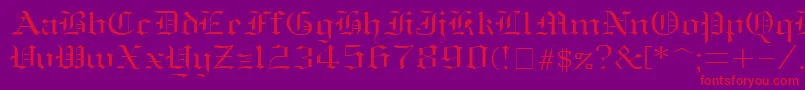 フォントOldenglish ffy – 紫の背景に赤い文字