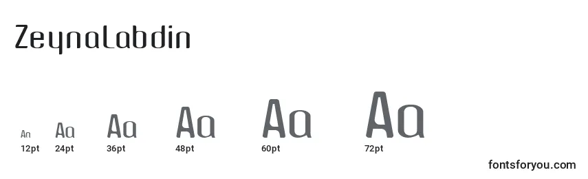 Размеры шрифта Zeynalabdin