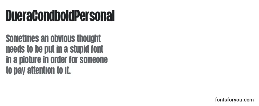Review of the DueraCondboldPersonal Font