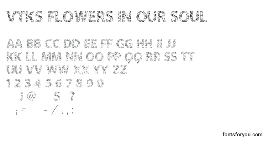 A fonte Vtks Flowers In Our Soul – alfabeto, números, caracteres especiais