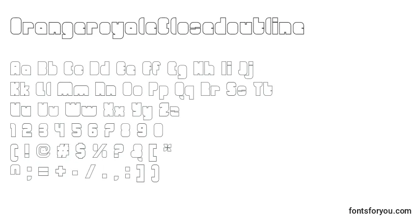 A fonte OrangeroyaleClosedoutline – alfabeto, números, caracteres especiais