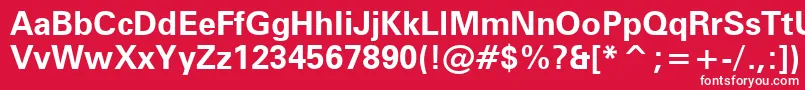 フォントZurichb – 赤い背景に白い文字