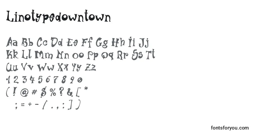 Czcionka Linotypedowntown – alfabet, cyfry, specjalne znaki