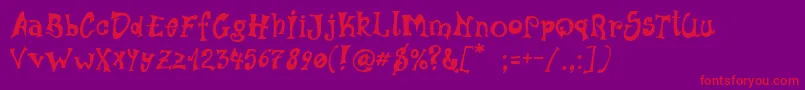 Linotypedowntown-Schriftart – Rote Schriften auf violettem Hintergrund