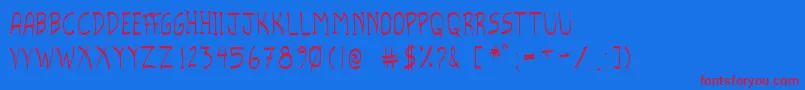 フォントScriptoTfb – 赤い文字の青い背景