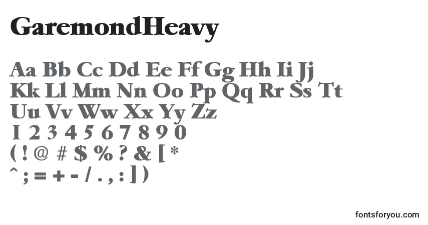 A fonte GaremondHeavy – alfabeto, números, caracteres especiais
