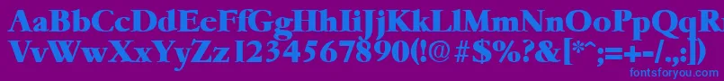 Fonte GaremondHeavy – fontes azuis em um fundo violeta