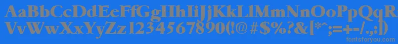 GaremondHeavy-fontti – harmaat kirjasimet sinisellä taustalla