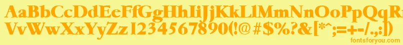 GaremondHeavy-fontti – oranssit fontit keltaisella taustalla