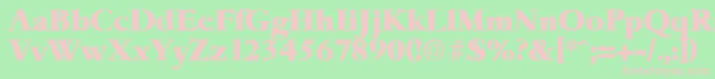 GaremondHeavy-fontti – vaaleanpunaiset fontit vihreällä taustalla
