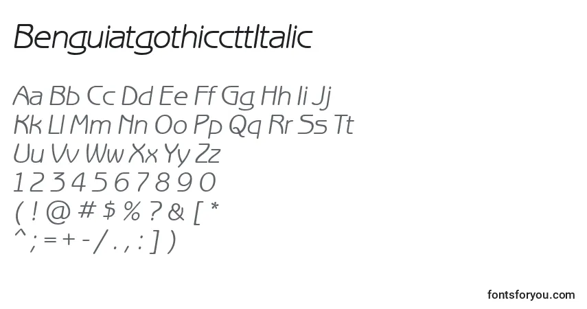 Schriftart BenguiatgothiccttItalic – Alphabet, Zahlen, spezielle Symbole