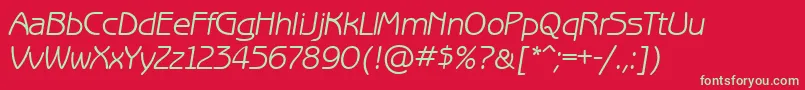 Fonte BenguiatgothiccttItalic – fontes verdes em um fundo vermelho