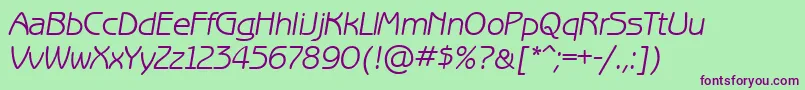 フォントBenguiatgothiccttItalic – 緑の背景に紫のフォント