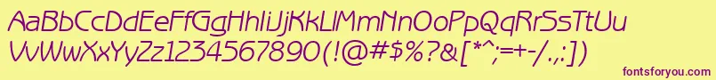 BenguiatgothiccttItalic Font – Purple Fonts on Yellow Background