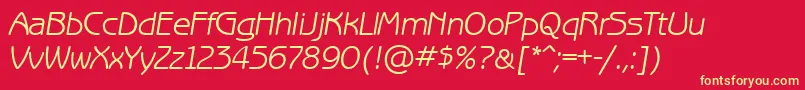 BenguiatgothiccttItalic-fontti – keltaiset fontit punaisella taustalla