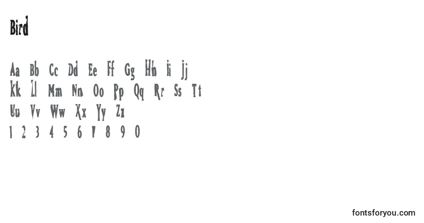 Schriftart Bird – Alphabet, Zahlen, spezielle Symbole