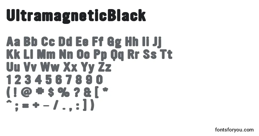 Schriftart UltramagneticBlack – Alphabet, Zahlen, spezielle Symbole