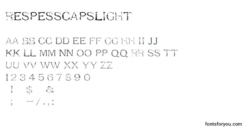 Шрифт RespessCapsLight – алфавит, цифры, специальные символы