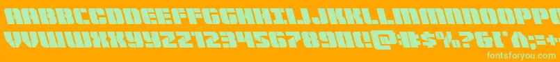 フォントWarpthrusterleft – オレンジの背景に緑のフォント