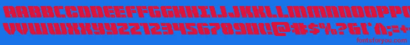 Warpthrusterleft Font – Red Fonts on Blue Background