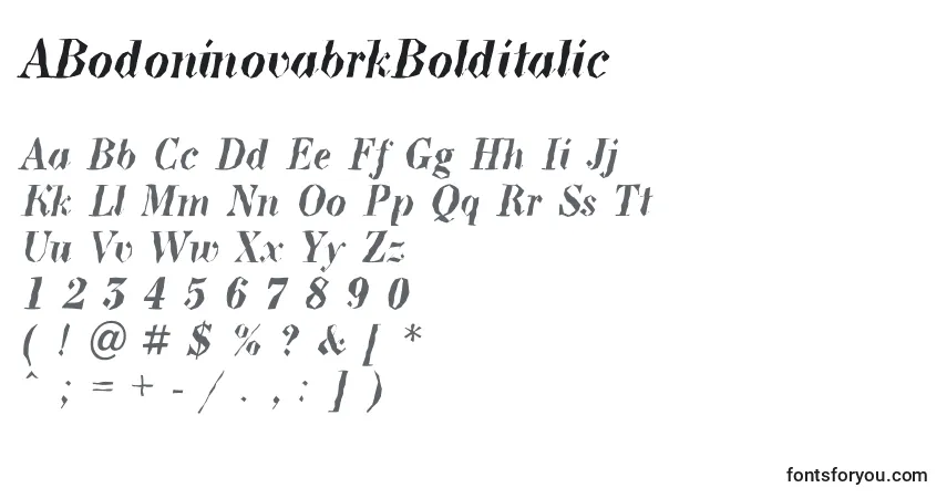 ABodoninovabrkBolditalic Font – alphabet, numbers, special characters
