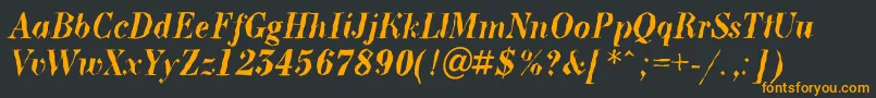 フォントABodoninovabrkBolditalic – 黒い背景にオレンジの文字