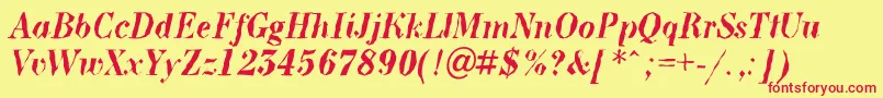 ABodoninovabrkBolditalic Font – Red Fonts on Yellow Background