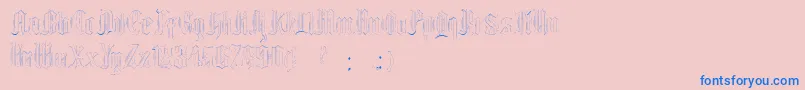 EthelvinaLight-Schriftart – Blaue Schriften auf rosa Hintergrund