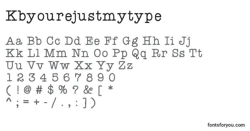 A fonte Kbyourejustmytype – alfabeto, números, caracteres especiais