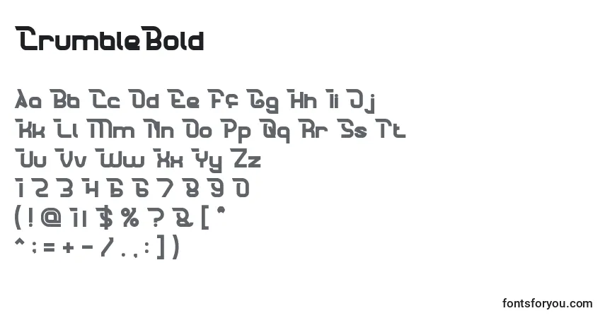 Шрифт CrumbleBold – алфавит, цифры, специальные символы