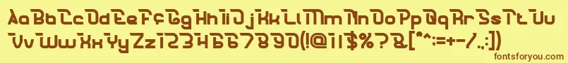 フォントCrumbleBold – 茶色の文字が黄色の背景にあります。