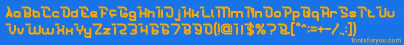 フォントCrumbleBold – オレンジ色の文字が青い背景にあります。