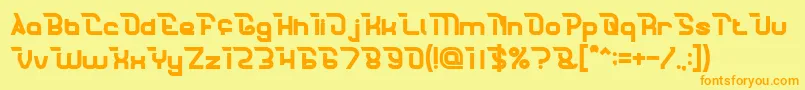 フォントCrumbleBold – オレンジの文字が黄色の背景にあります。