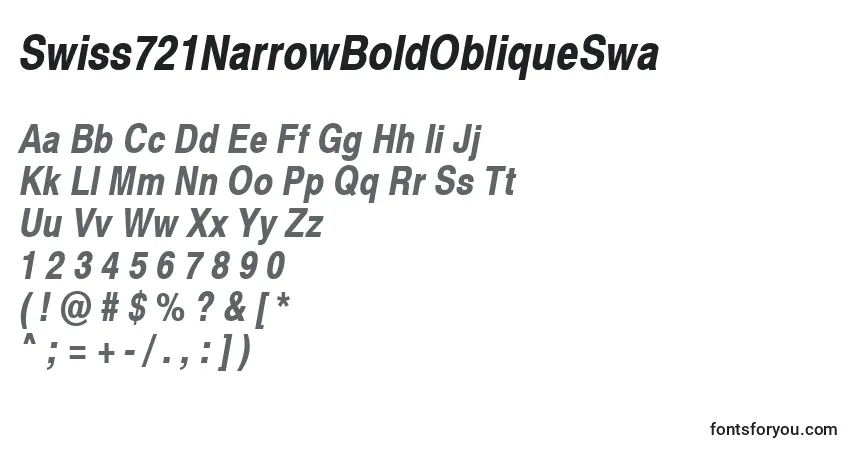 Шрифт Swiss721NarrowBoldObliqueSwa – алфавит, цифры, специальные символы