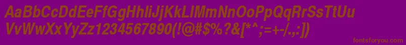 Swiss721NarrowBoldObliqueSwa Font – Brown Fonts on Purple Background