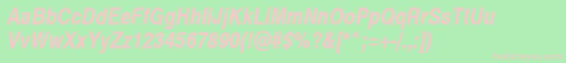 Swiss721NarrowBoldObliqueSwa Font – Pink Fonts on Green Background