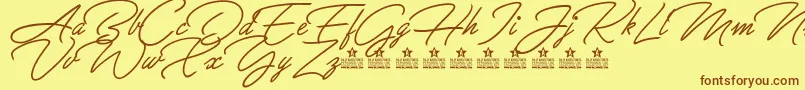 GreatDayPersonalUse Font – Brown Fonts on Yellow Background