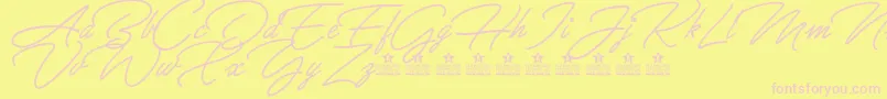 Czcionka GreatDayPersonalUse – różowe czcionki na żółtym tle