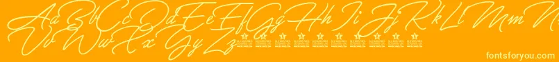 Fonte GreatDayPersonalUse – fontes amarelas em um fundo laranja
