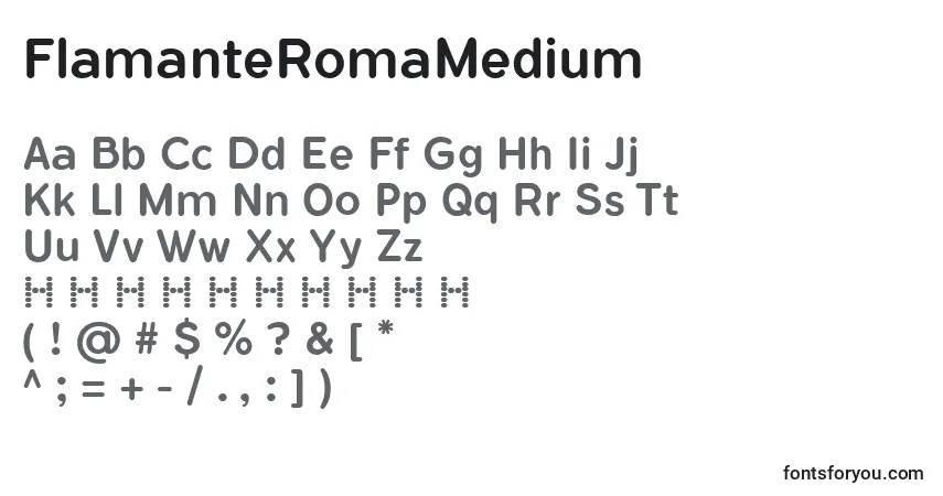 FlamanteRomaMedium-fontti – aakkoset, numerot, erikoismerkit