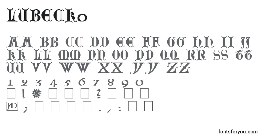 Lubeck0フォント–アルファベット、数字、特殊文字
