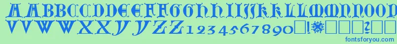 フォントLubeck0 – 青い文字は緑の背景です。