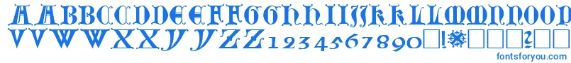 フォントLubeck0 – 白い背景に青い文字