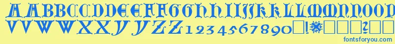 Lubeck0 Font – Blue Fonts on Yellow Background