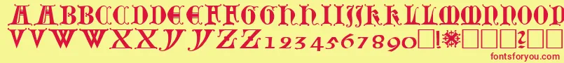 Lubeck0-Schriftart – Rote Schriften auf gelbem Hintergrund