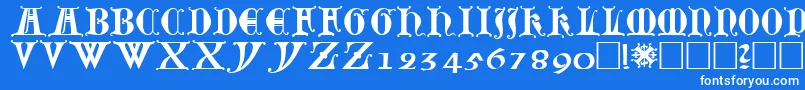 フォントLubeck0 – 青い背景に白い文字