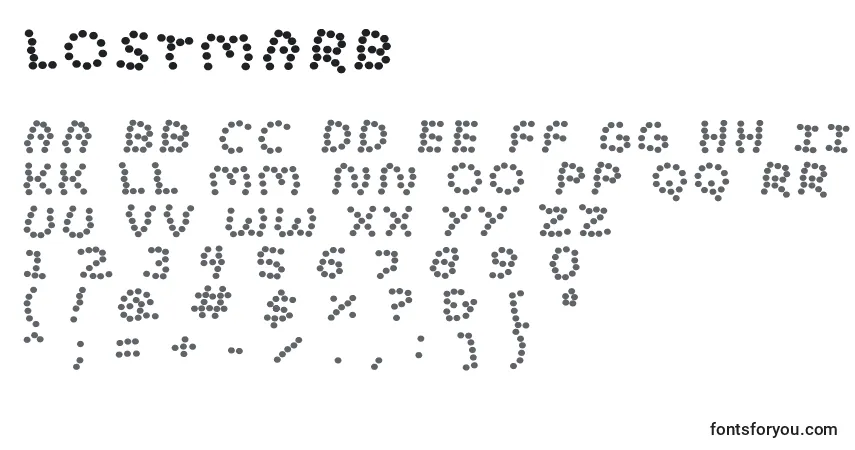 A fonte Lostmarb – alfabeto, números, caracteres especiais