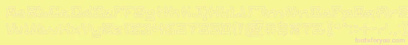 フォントShakeItOffHolow – ピンクのフォント、黄色の背景