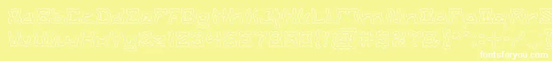 ShakeItOffHolow-Schriftart – Weiße Schriften auf gelbem Hintergrund