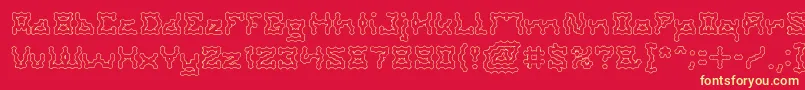 フォントShakeItOffHolow – 黄色の文字、赤い背景